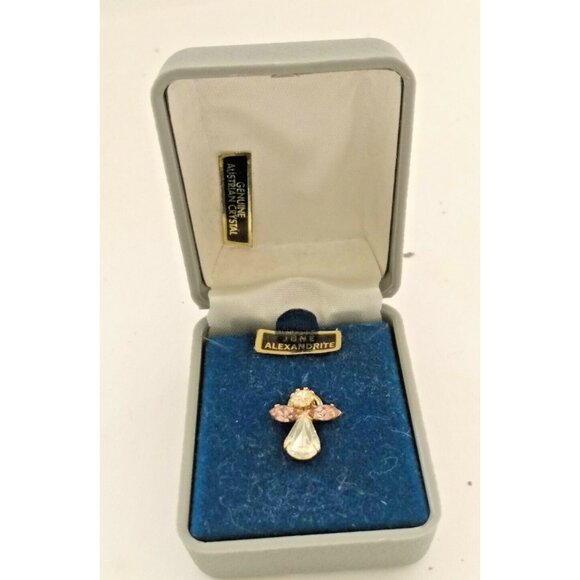 Roman Birthstone Angel Pin June Alexandrite Wings, Crystal Body in original case - Picture 5 of 9